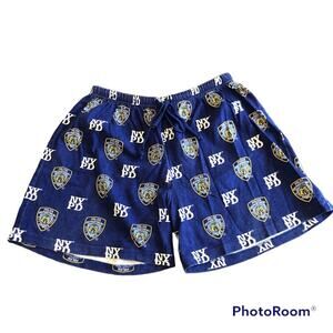NYPD Graphic Cotton Loungewear Drawstring Shorts Navy Blue Unisex Medium